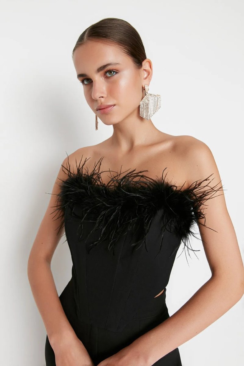 Trendyol Mujer Negro Top Bustier