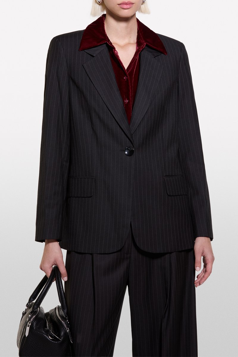 Sisley Mujer Blanco/Negro/De Rayas Chaqueta De Traje