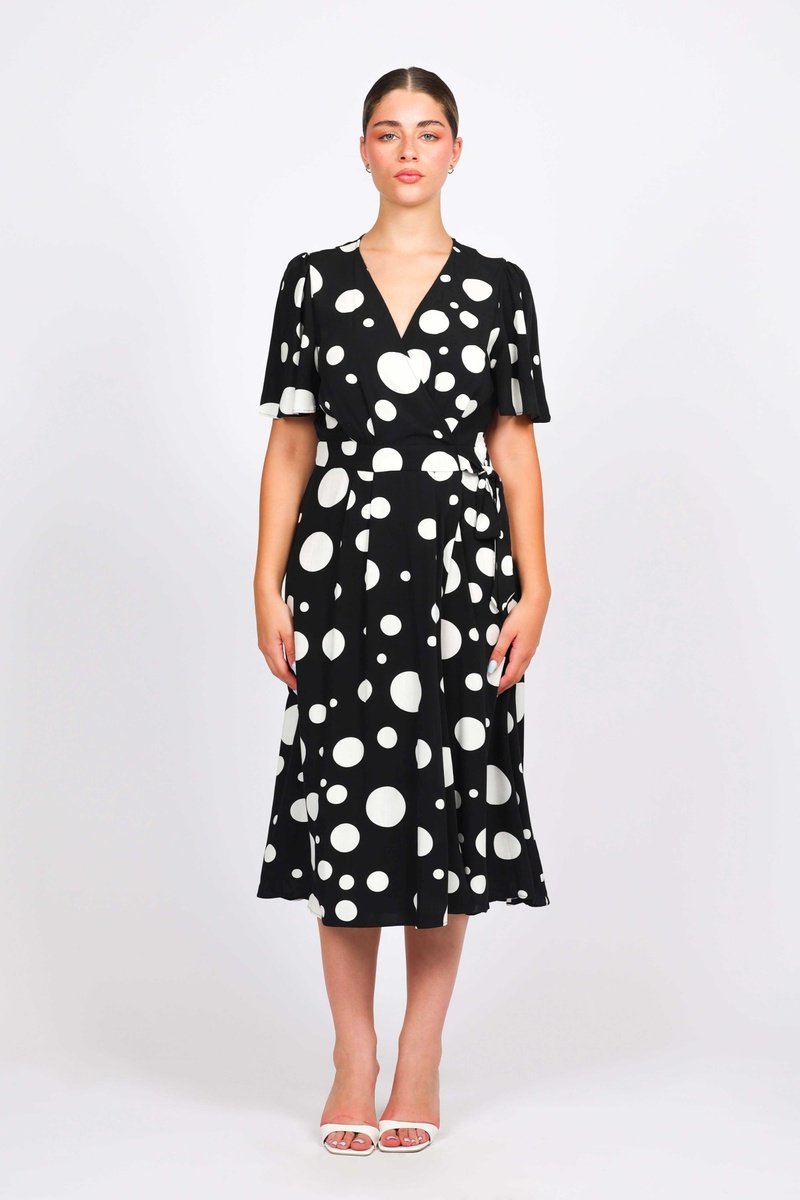 Naf Naf Mujer Negro Vestido Cruzado