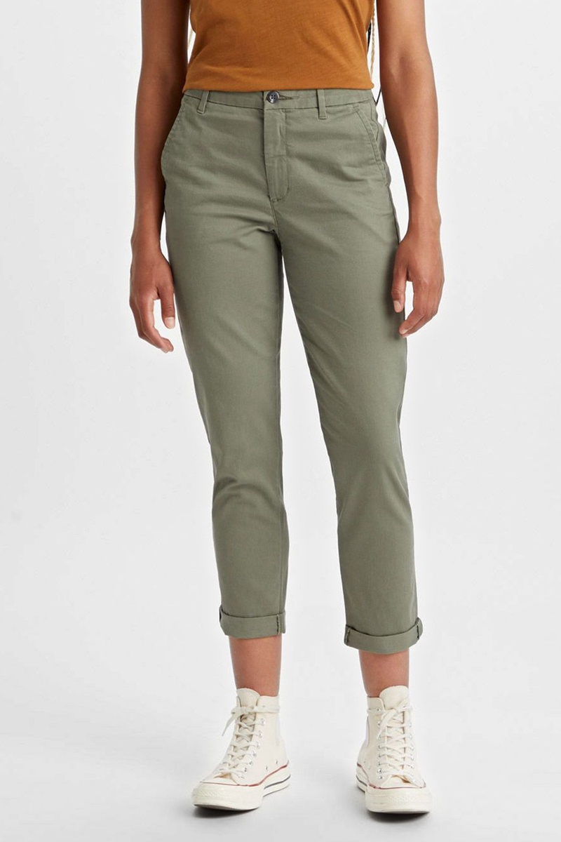 Dockers Mujer Verde Pantalón Chino Slim Fit 7/8 - Caqui