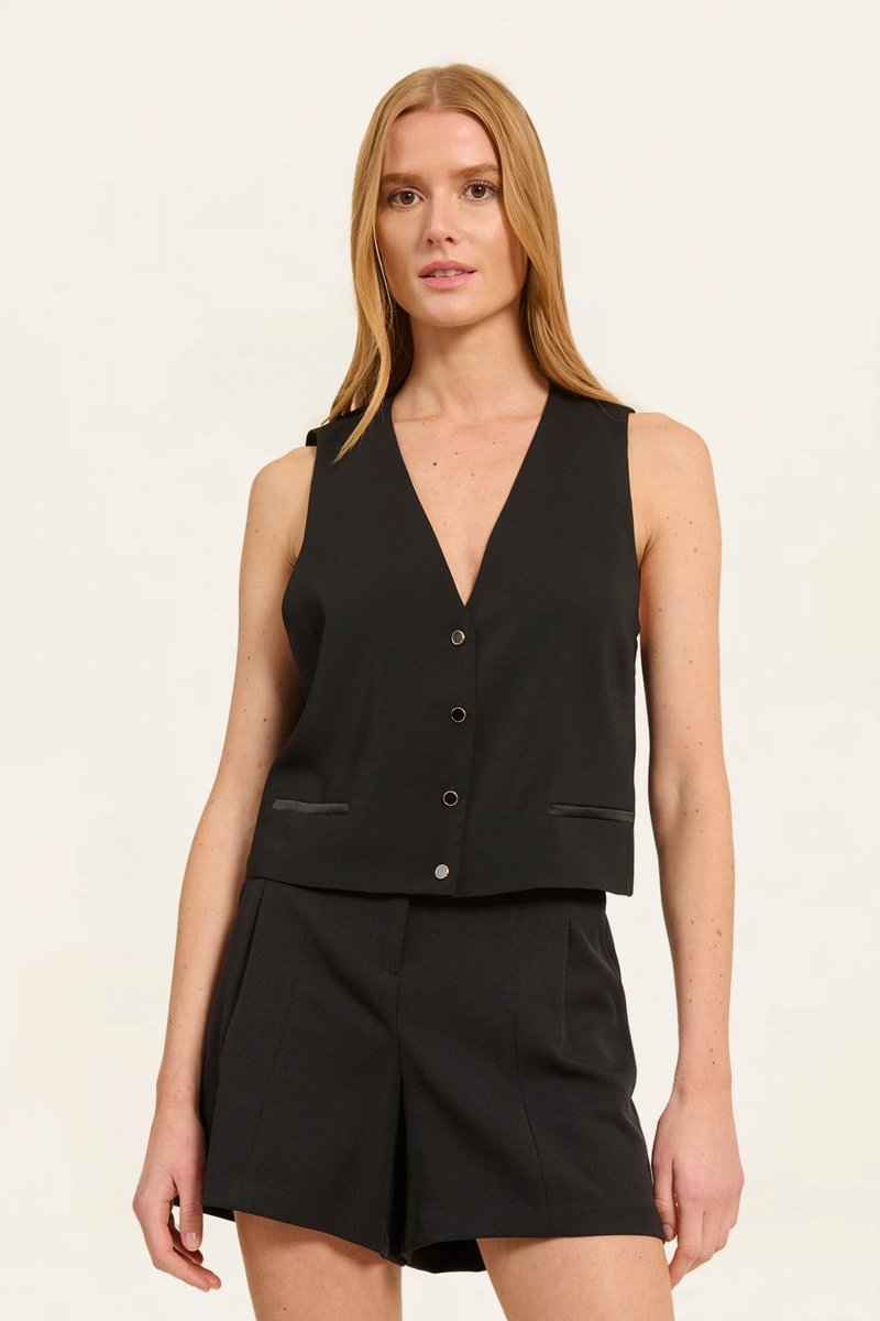 Naf Naf Mujer Negro Chaleco De Traje