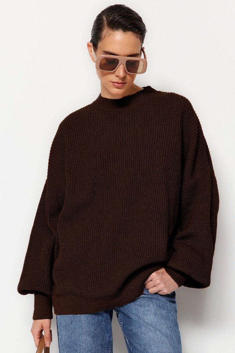 Trendyol Mujer Marrón Jersey Oversize