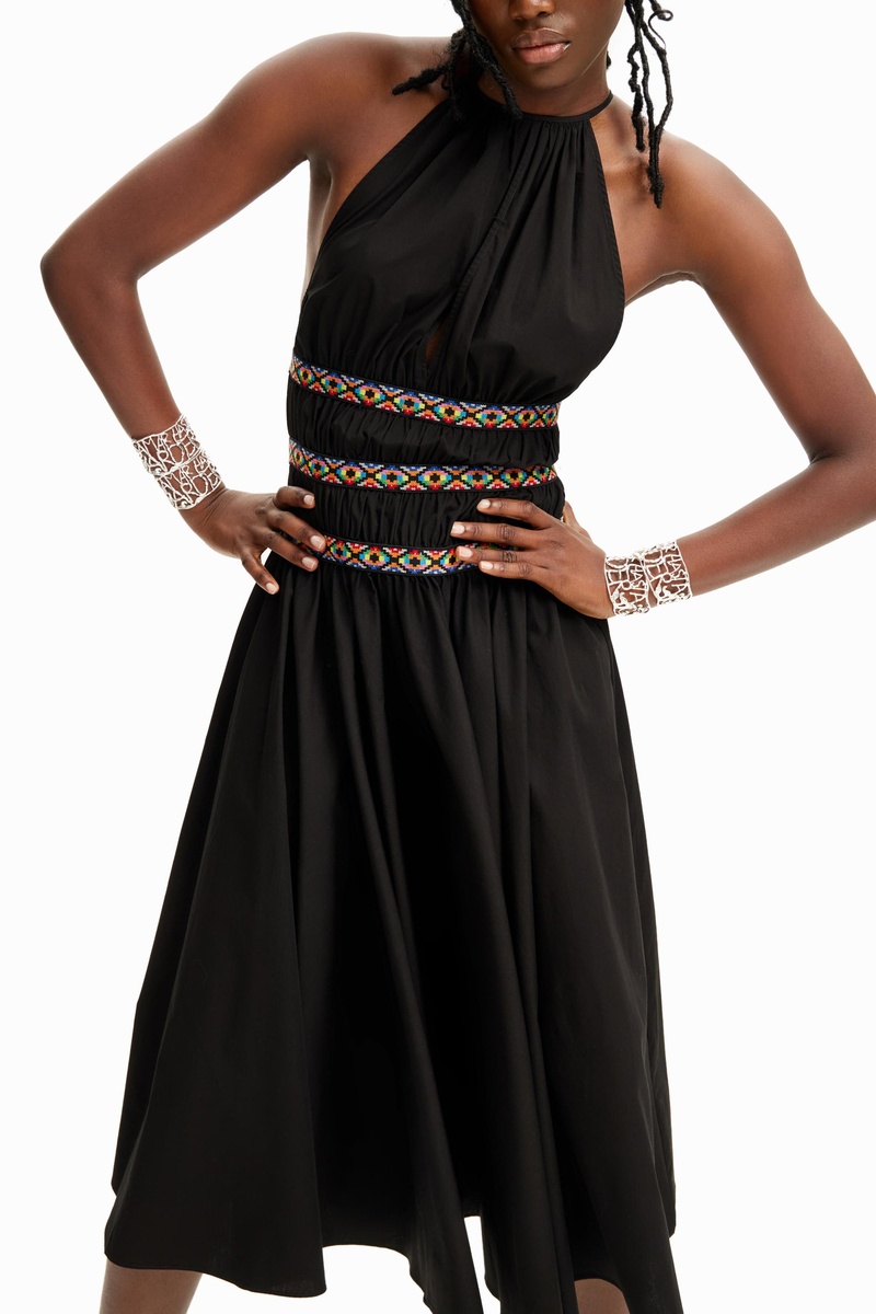 Desigual Mujer Negro Vestido Midi