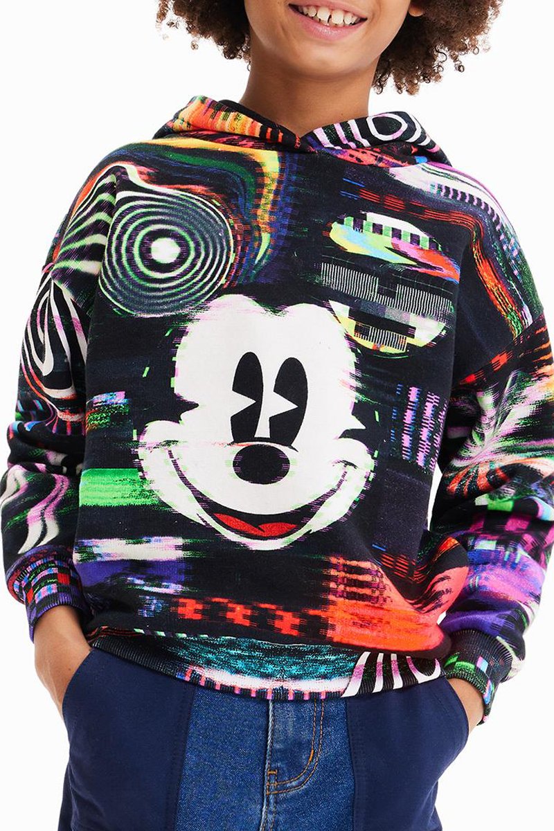 Desigual Negro Jersey Con Capucha Mickey Disney