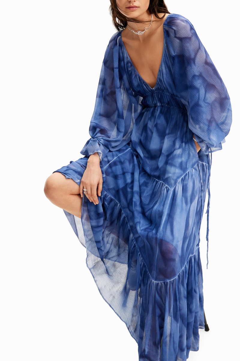 Desigual Mujer Azul Vestido Largo