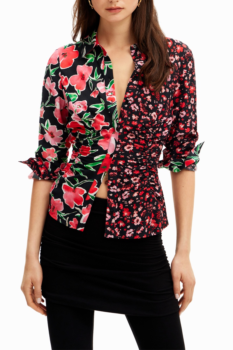 Desigual Mujer Negro/Rojo Camisa Regular Fit - Y