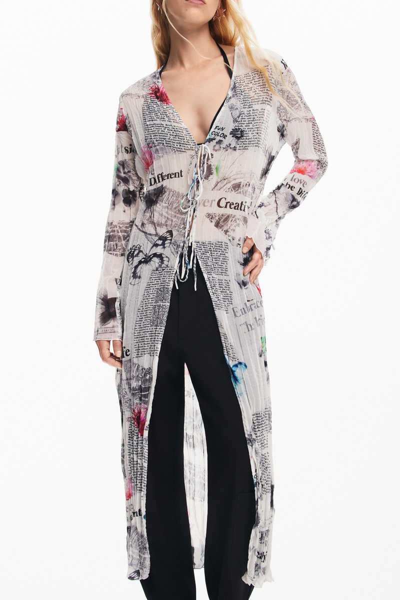 Desigual Mujer Blanco/Negro Túnica Regular Fit