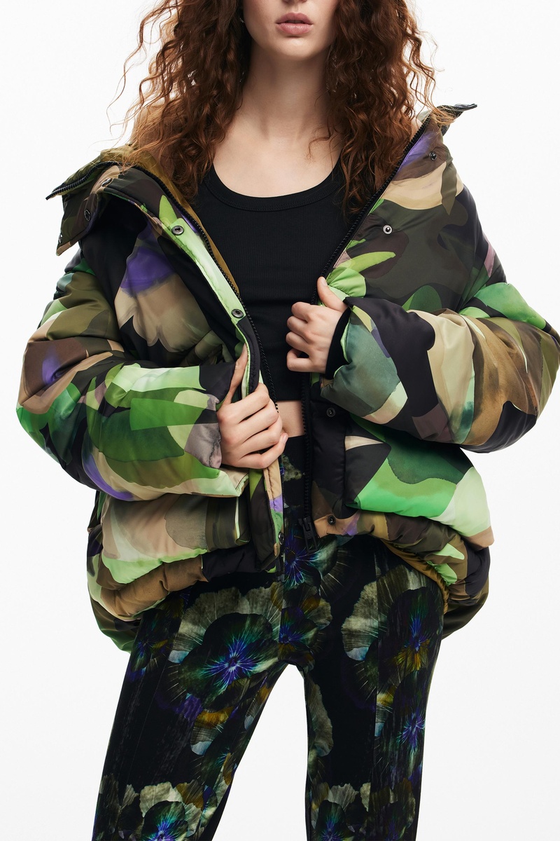 Desigual Mujer Verde Parka Oversize - Caqui