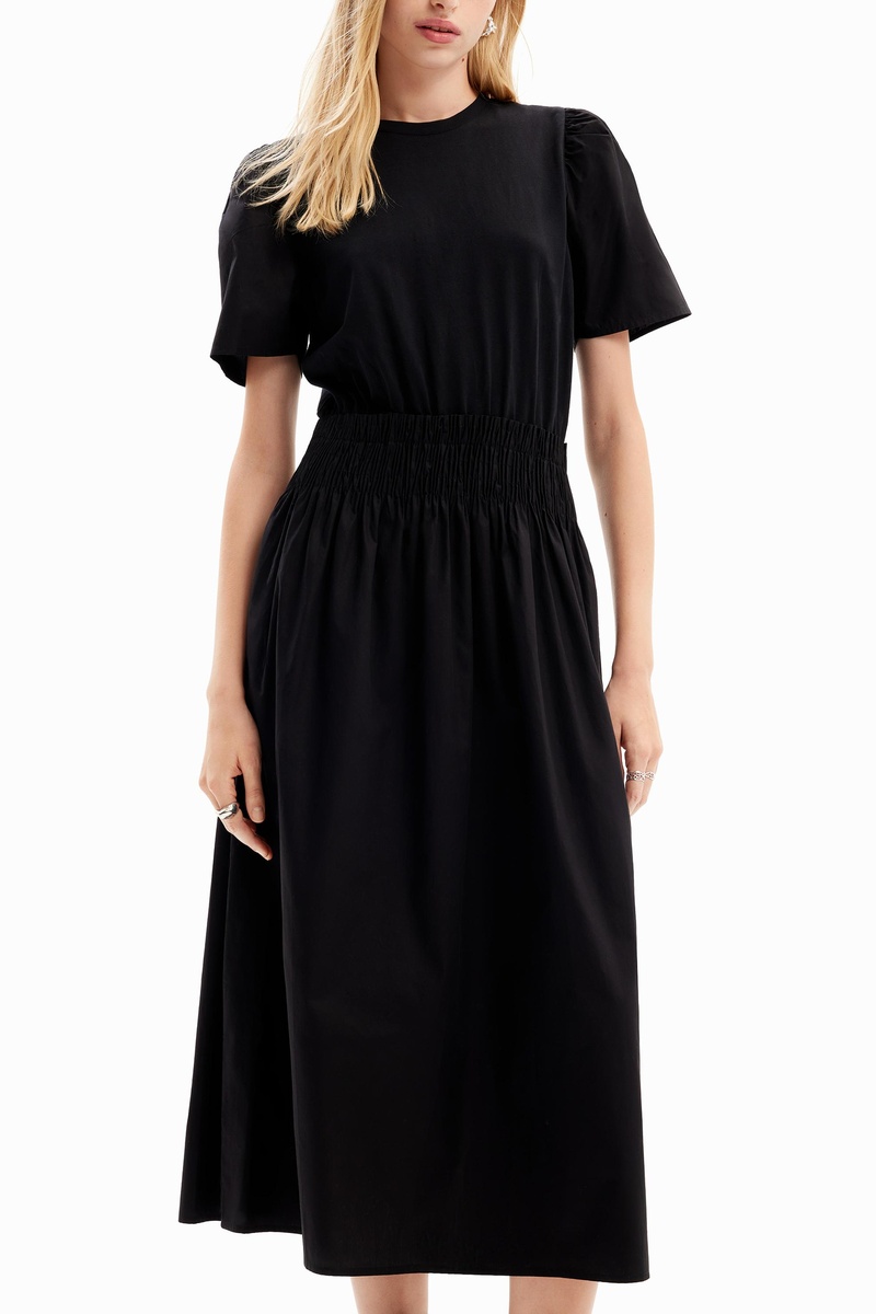 Desigual Mujer Negro Vestido Midi