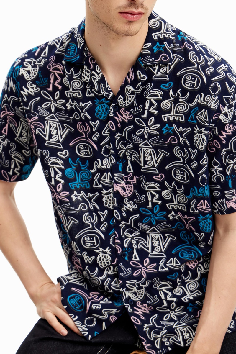 Desigual Hombre Azul Camisa Regular Fit - Marino