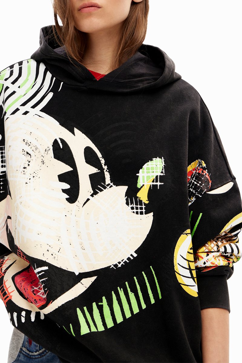 Desigual Mujer Negro Jersey Oversize Mickey Disney