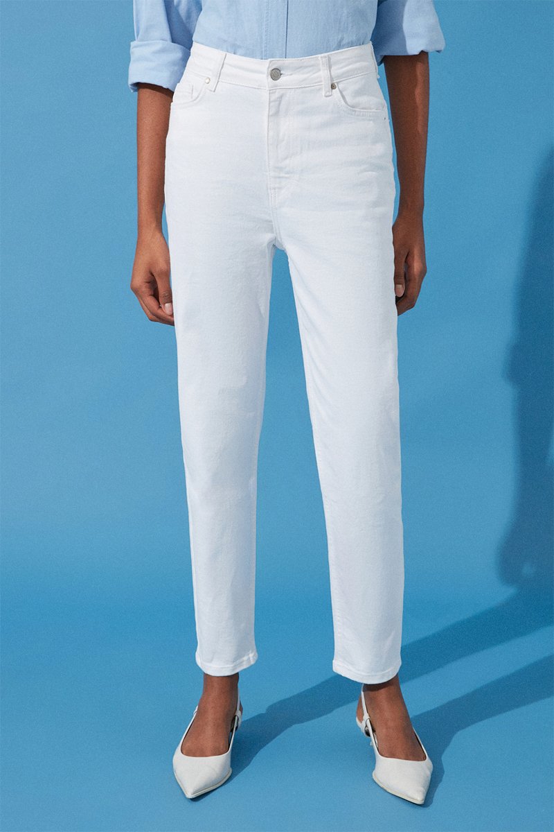 Trendyol Mujer Blanco Vaquero Mom