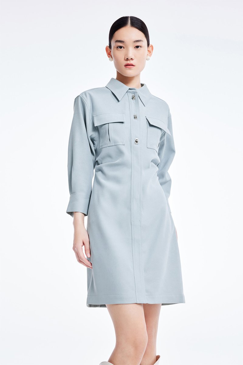 Lily Collection Mujer Azul Vestido Recto - Celeste