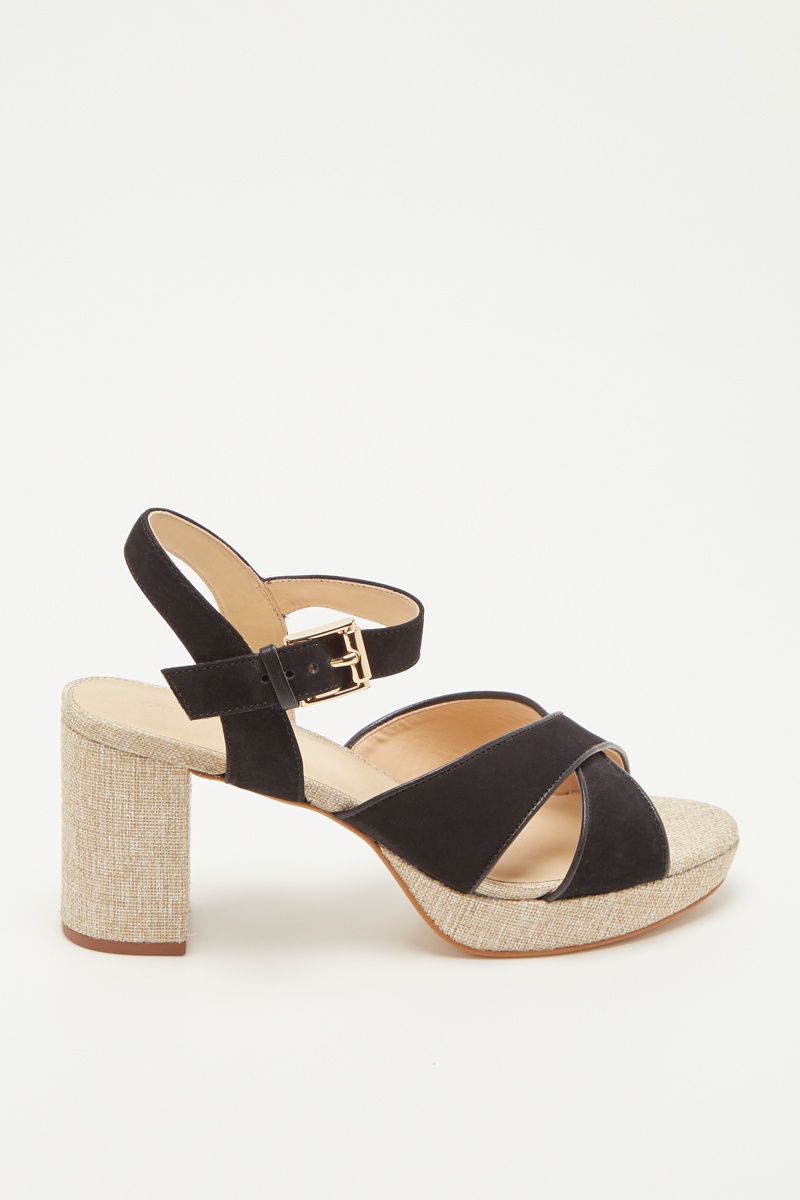 Sandales à talons en nubuck Jija Noir et naturel