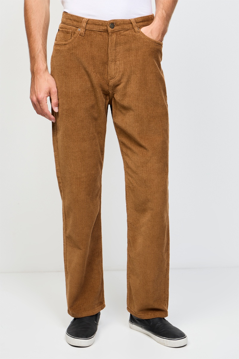 Pantalon droit en velours Marron