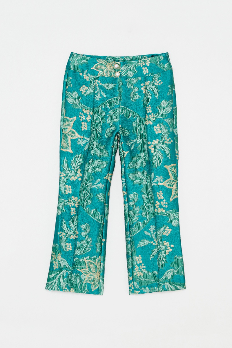 Pantalon fleuri Turquoise