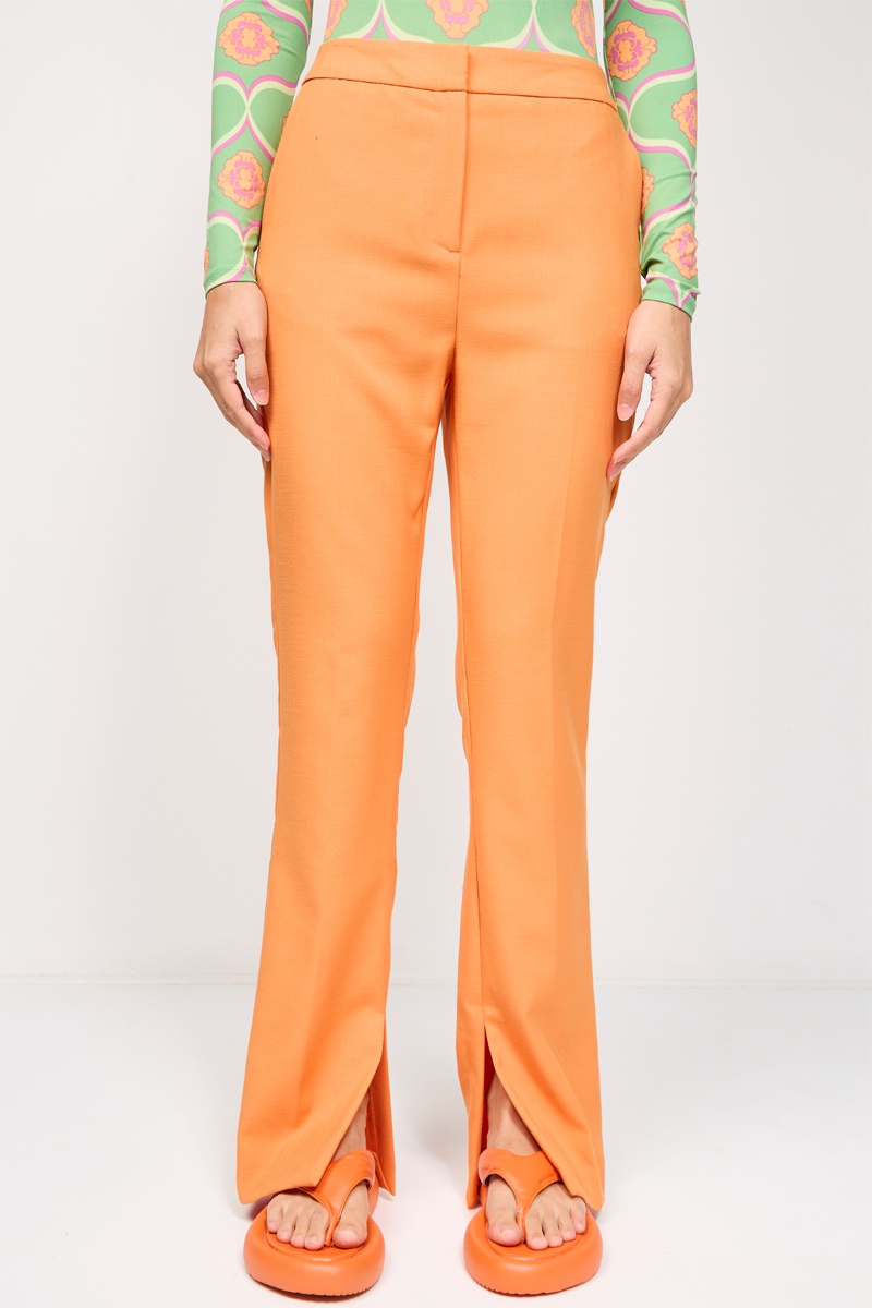 Pantalon cigarette taille haute Orange
