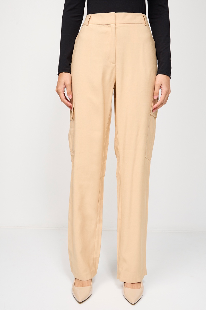 Pantalon cargo taille haute Marron