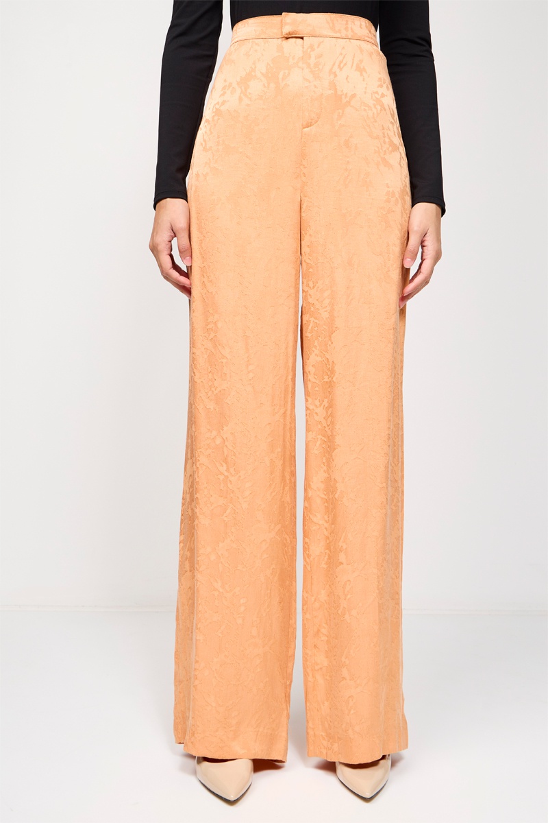 Pantalon wide legs taille haute Orange