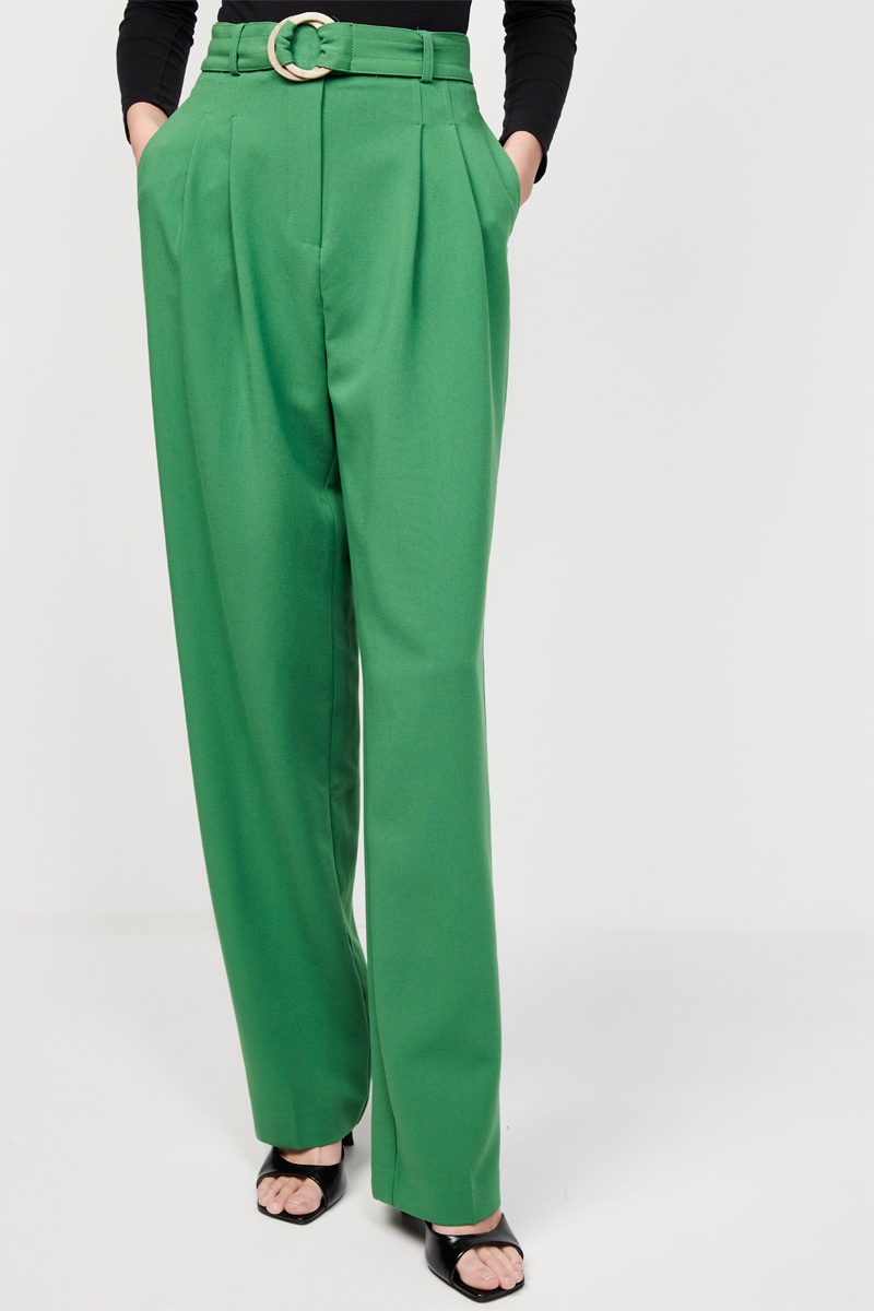 Chino taille haute Vert