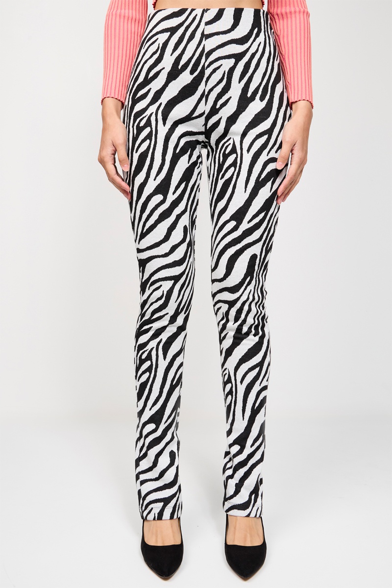 Pantalon slim taille haute Noir et blanc