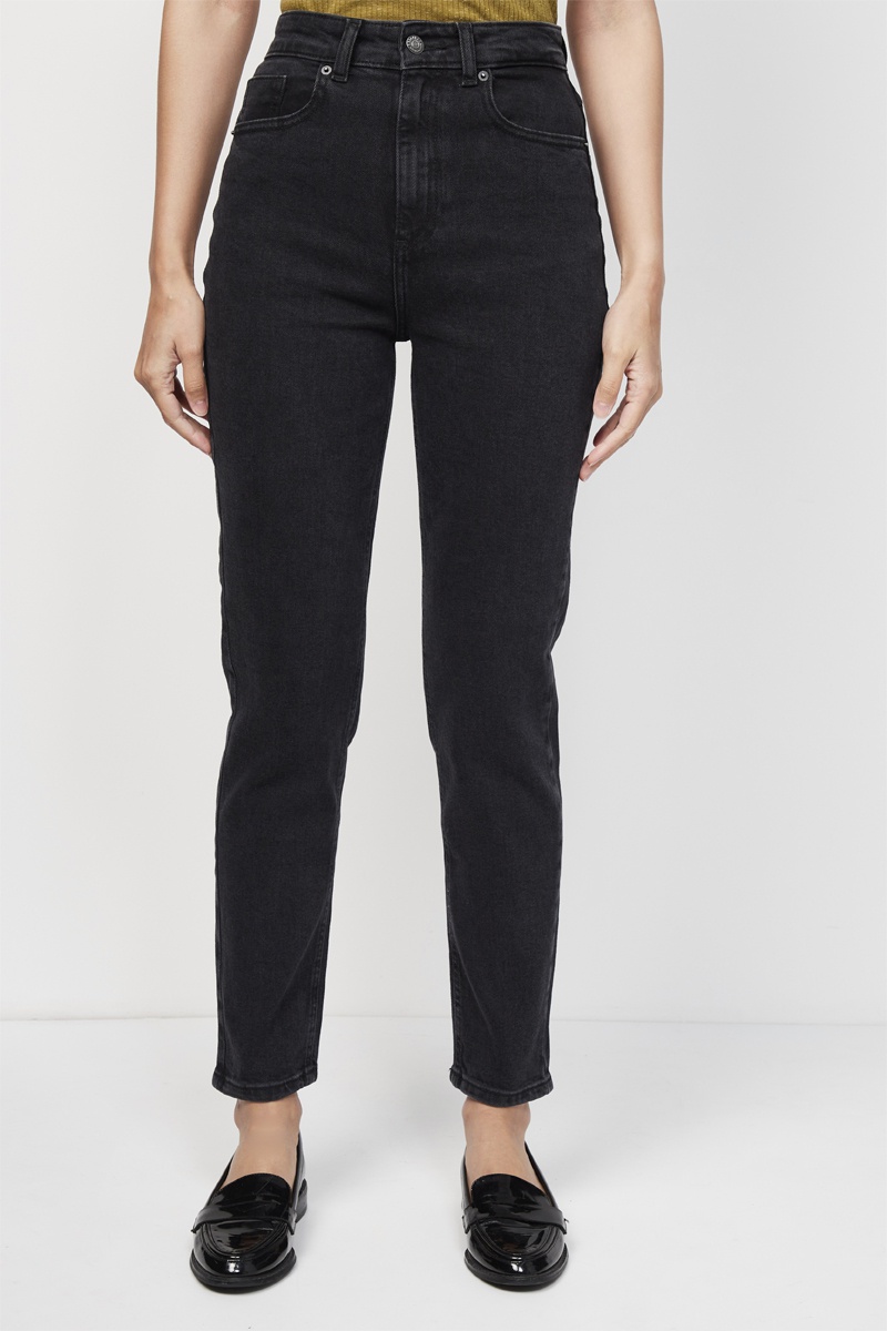 Jean slim taille haute Noir