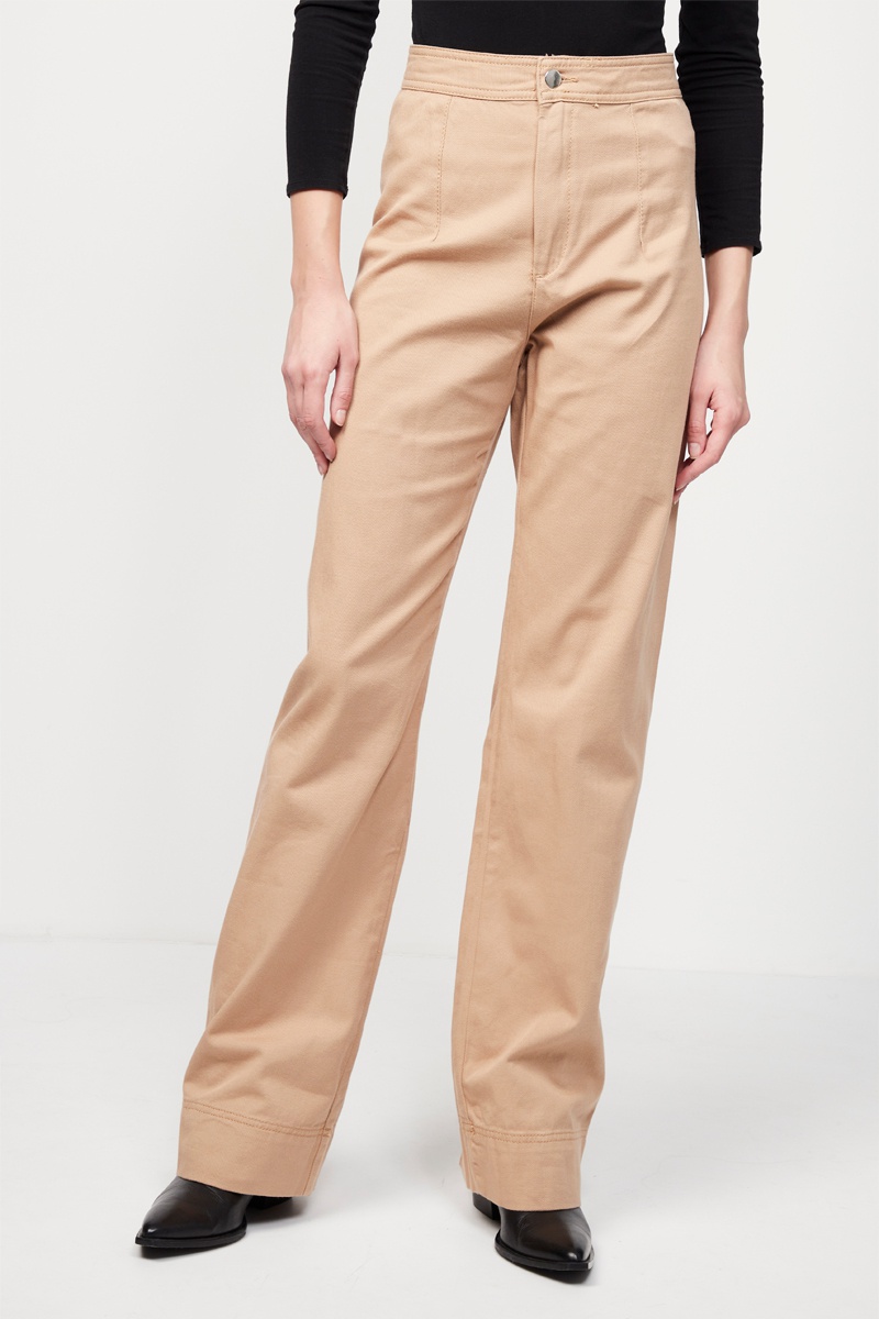 Jean wide legs taille haute Marron