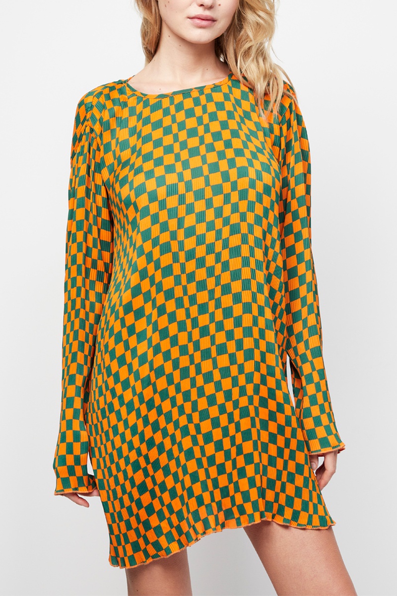 Robe droite Orange et vert foncé