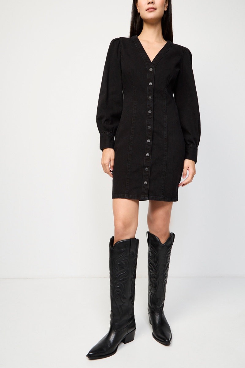 Robe droite en jean Noir