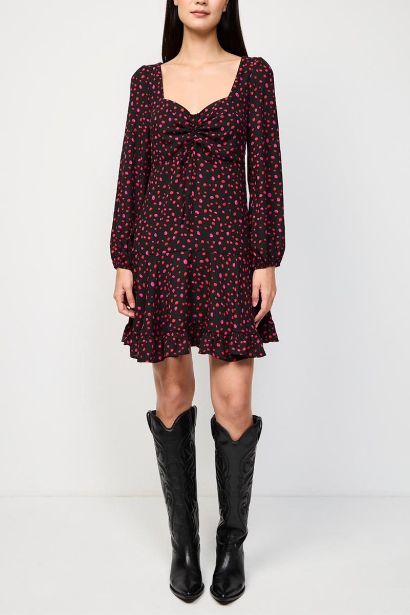 Robe droite Noir et fuchsia