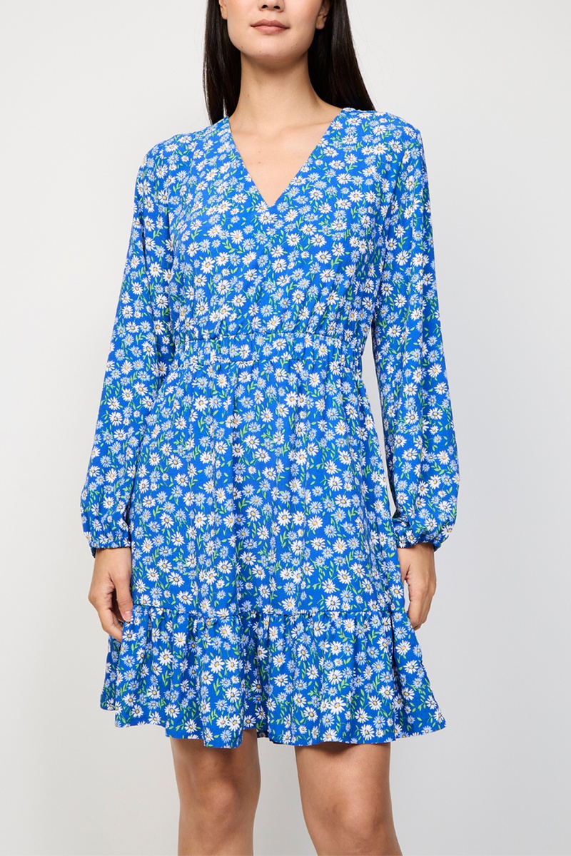 Robe droite Bleu roi et blanc