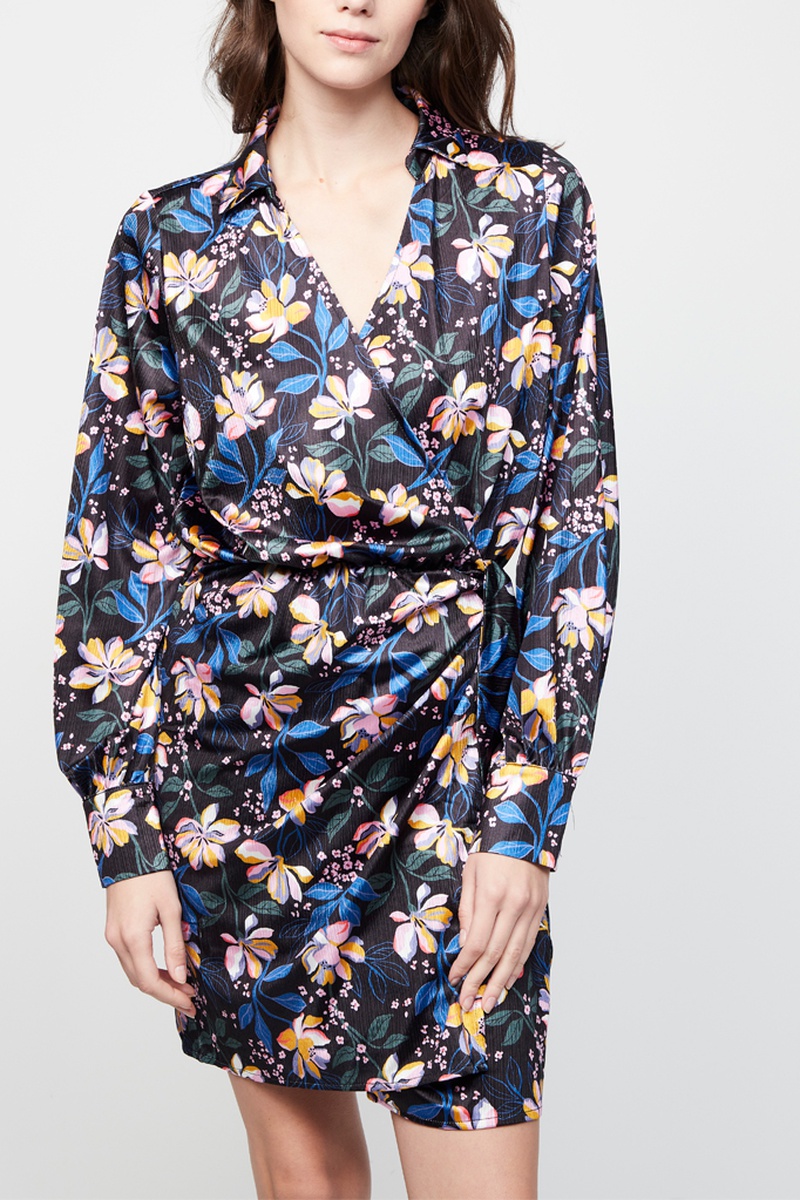 Robe chemise Noir et bleu roi