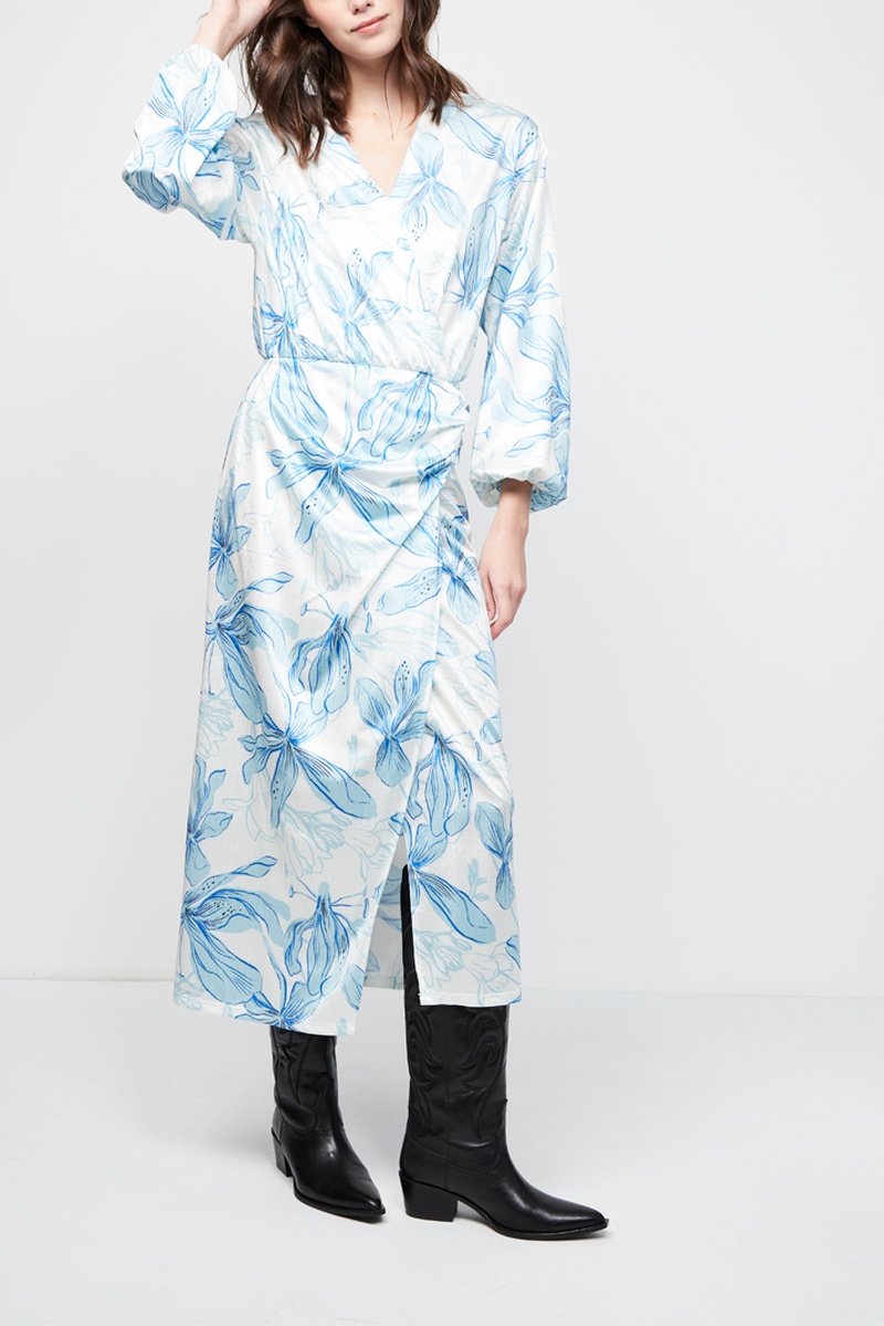 Robe midi Blanc et bleu clair