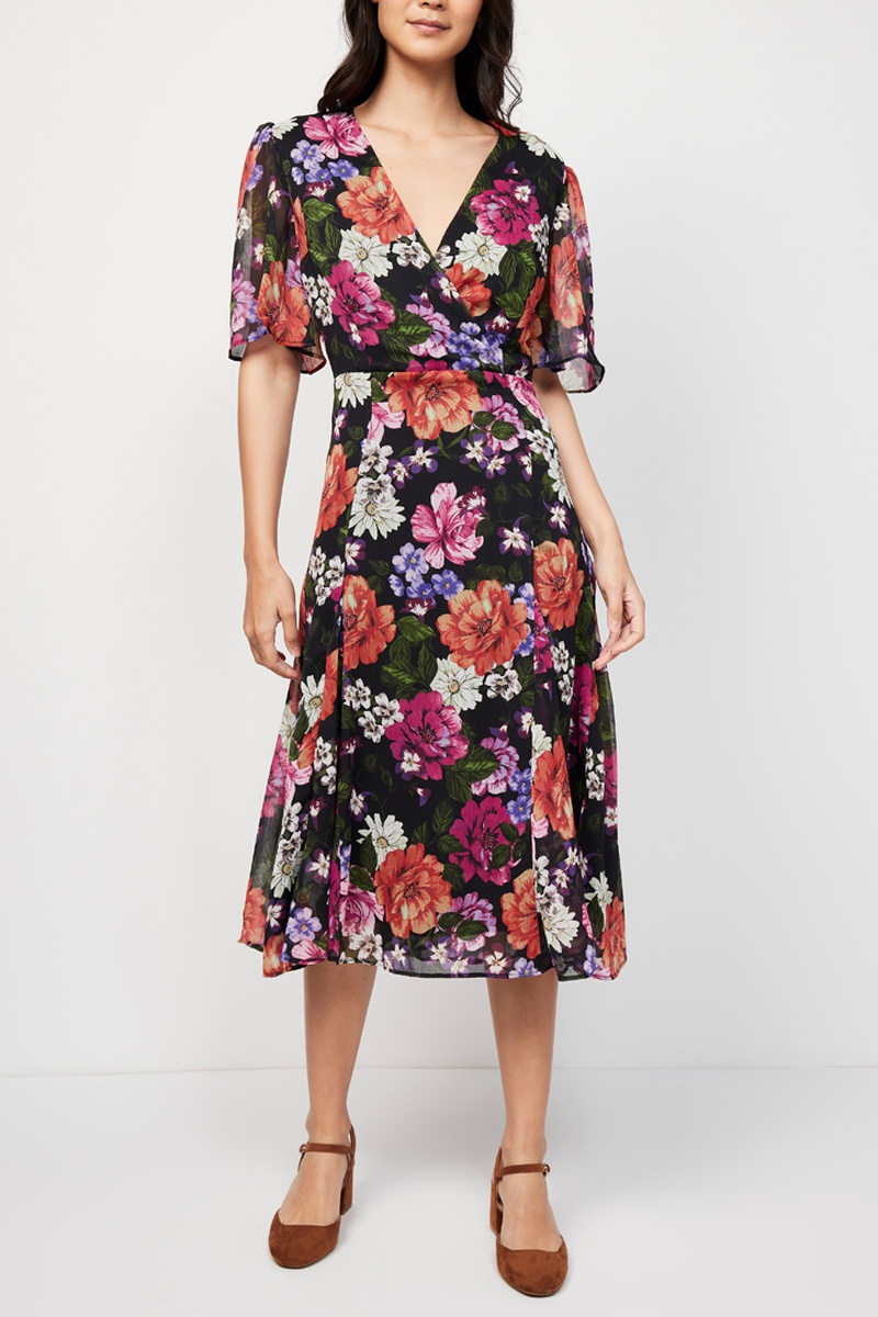 Robe midi Noir et vert foncé