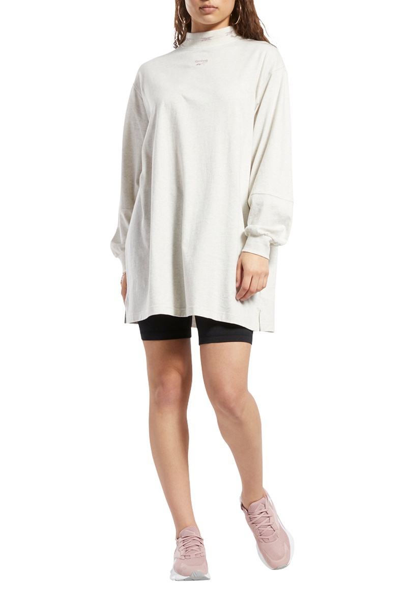 Robe t-shirt en coton biologique CL AE - Ecru chiné