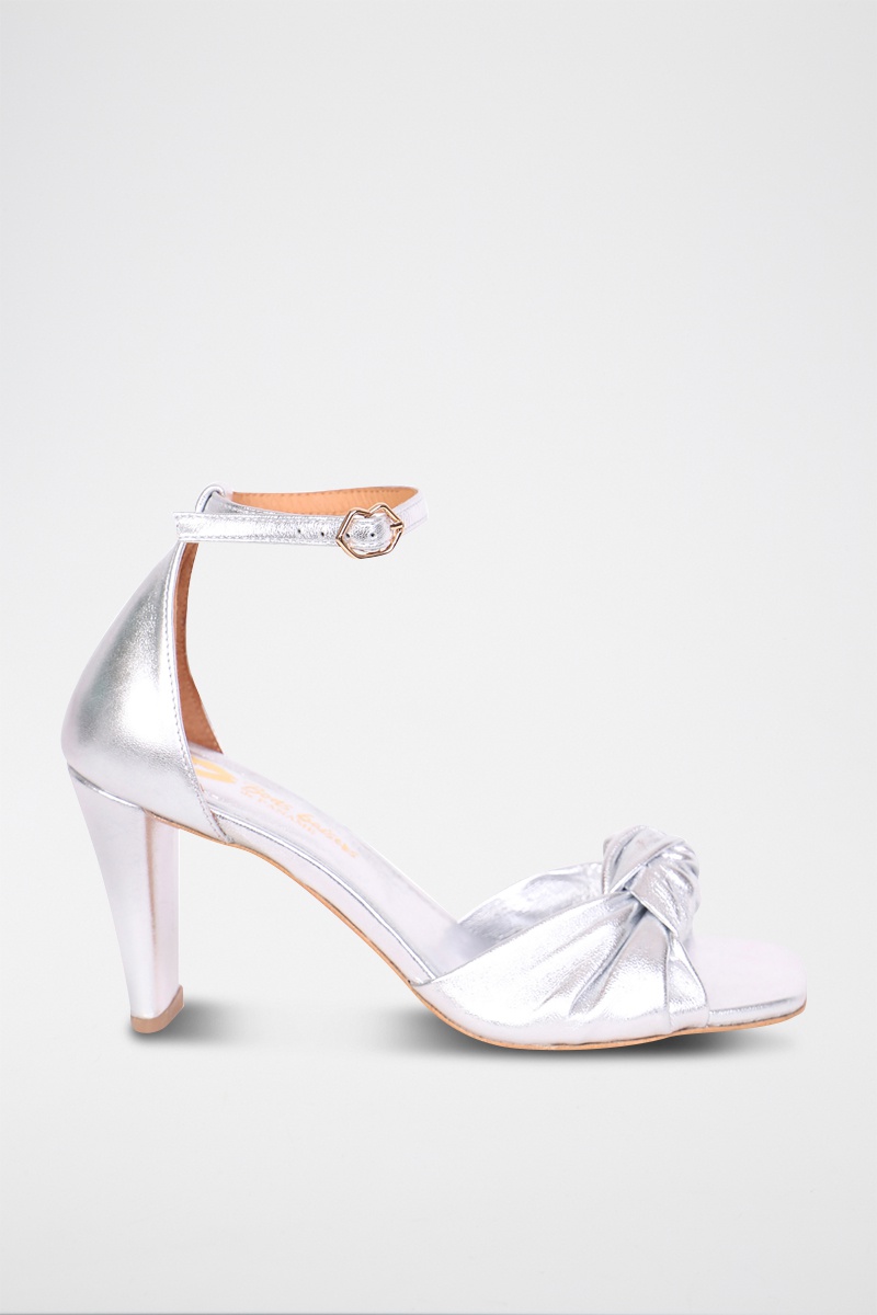 Sandales à talons en cuir Eva Argenté - Bons baisers de Paname