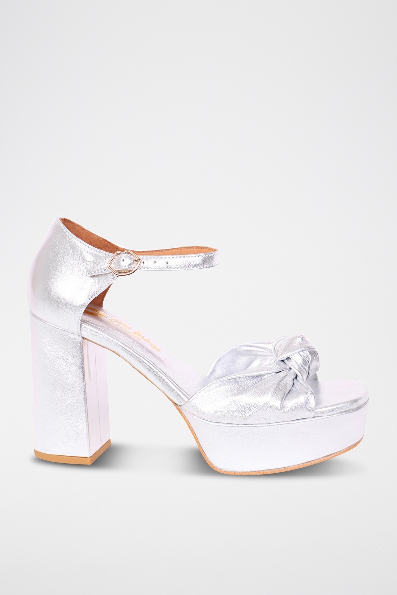 Sandales à talons en cuir Monica Argenté - Bons baisers de Paname