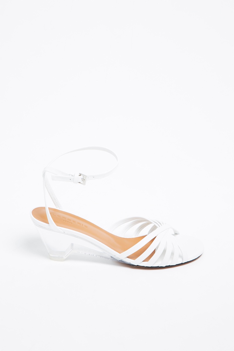 Sandales à talons en cuir d’agneau Blanc