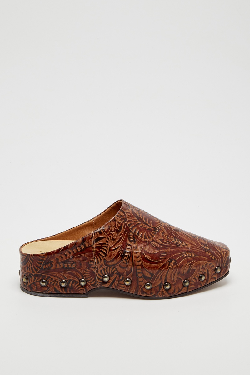 Sabots en cuir de chèvre Max Marron