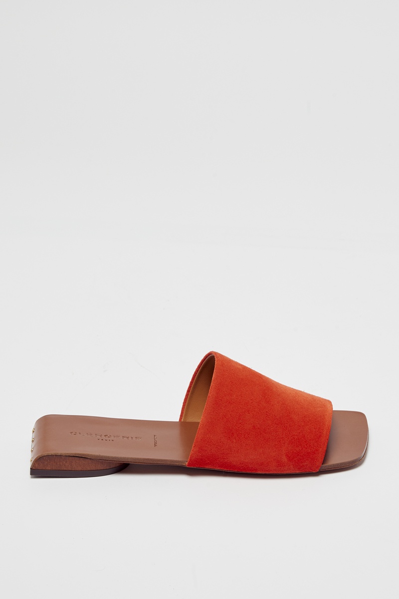 Mules en croûte de cuir de chèvre Geo - Rouge
