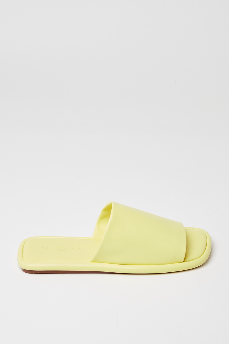 Mules en cuir d’agneau Ezy Vert citron
