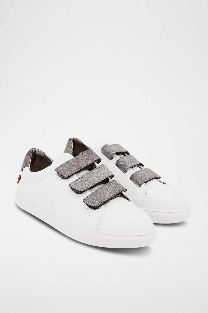 Sneakers en cuir Edith Blanc et argenté - Bons baisers de Paname