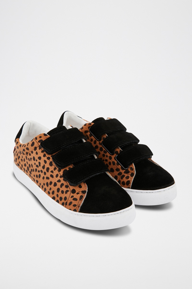 Sneakers en cuir Edith Noir et marron - Bons baisers de Paname