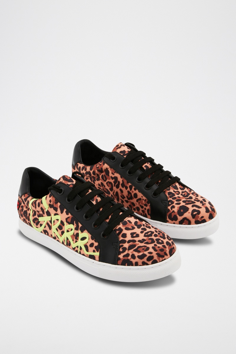 Sneakers en cuir Simone Noir et marron clair - Bons baisers de Paname