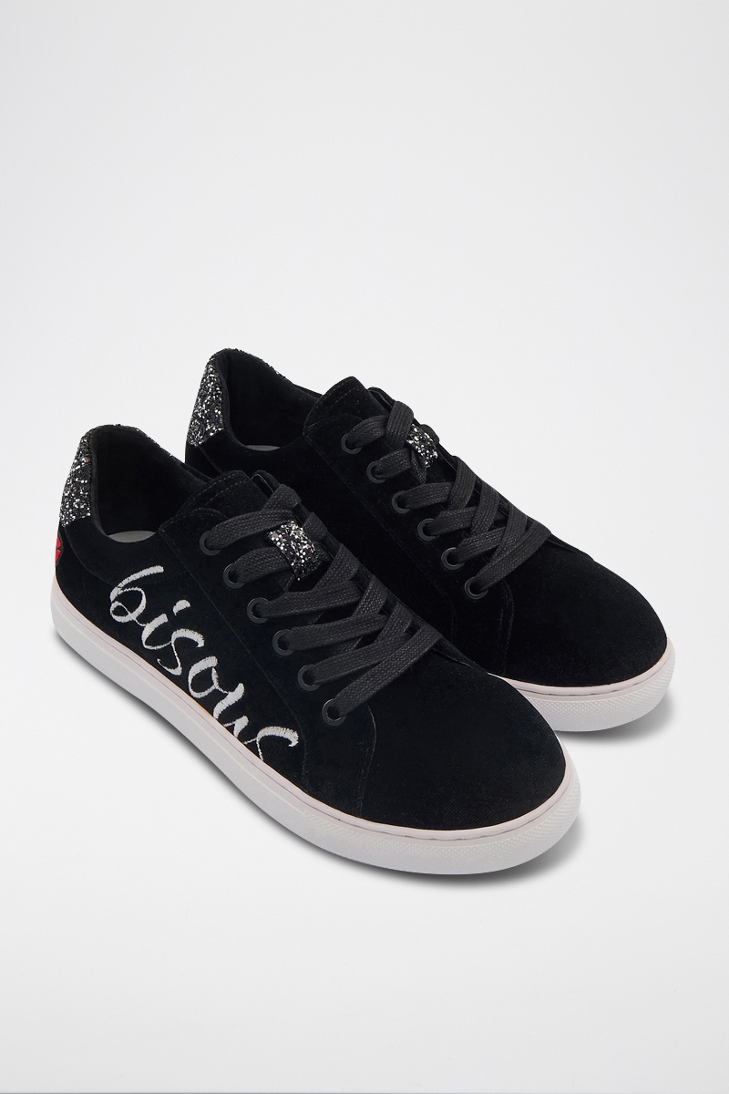 Sneakers en velours Simone Noir - Bons baisers de Paname
