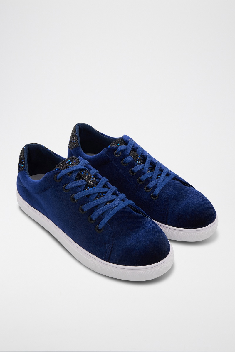 Sneakers en velours Simone Bleu marine - Bons baisers de Paname