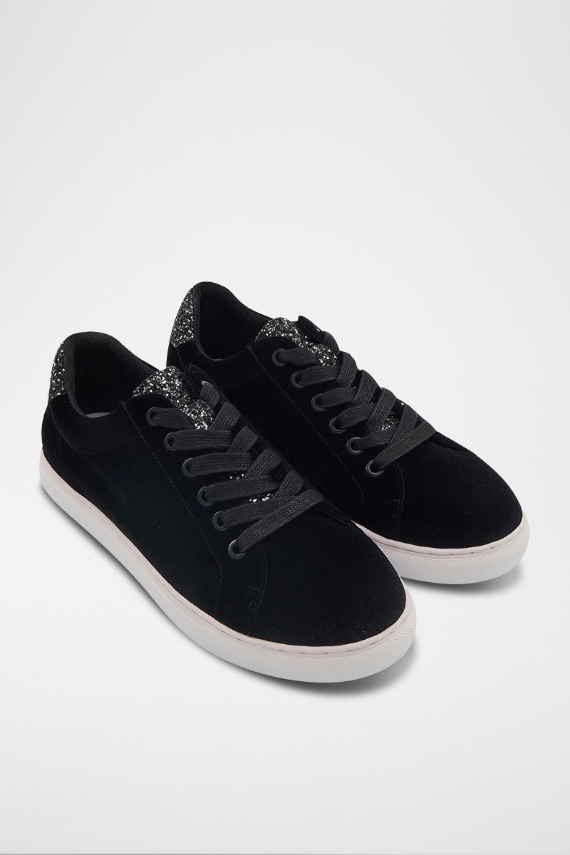 Sneakers en velours Simone Noir - Bons baisers de Paname