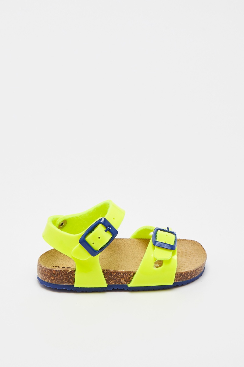 Sandales Vert citron et bleu marine