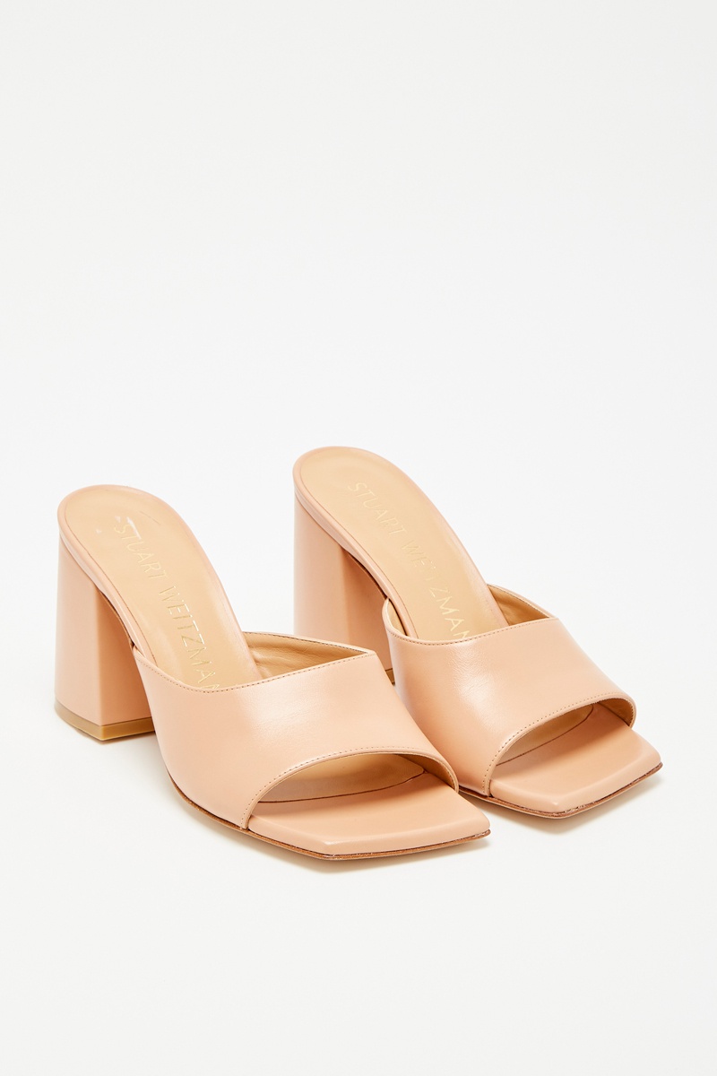 Mules à sandales en cuir de veau Tia - Beige