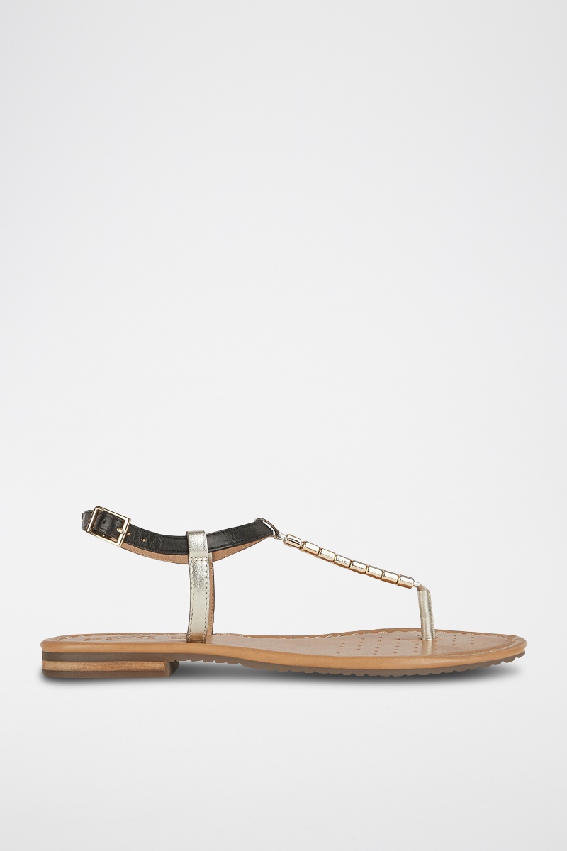 Sandales en cuir Sozy - Noir et doré